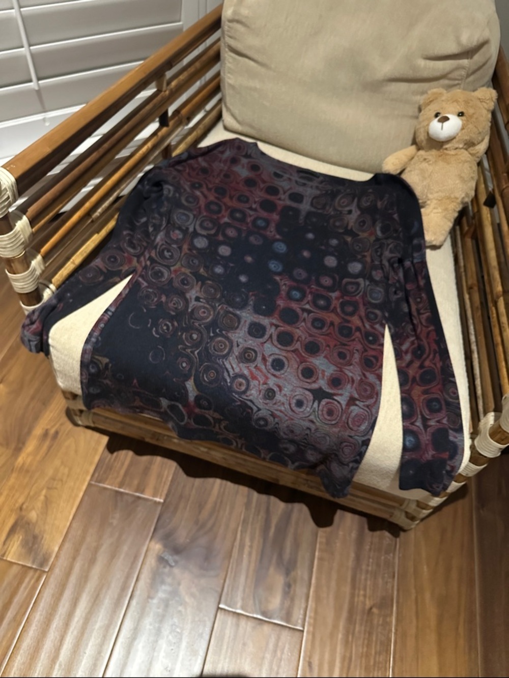 Nally & Millie Black and Burgundy Patterned Long Sleeve Top